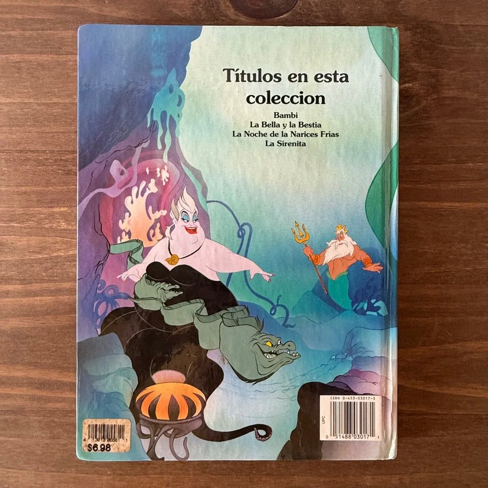 Vintage 1993 Disney La Sirenita The Little Mermaid Spanish Hardcover Book